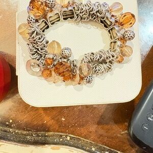 Vintage Elegant Silver and amber Beaded Bracelet